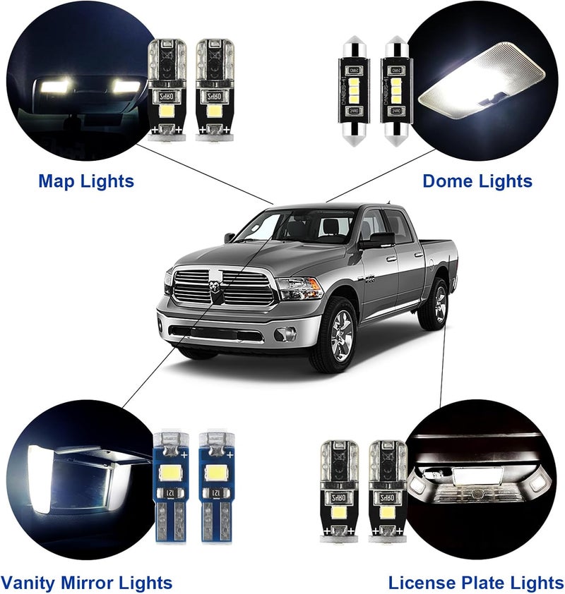 EASY EAGLE LED Car Interior Lights, Super Bright Bulbs - for Dodge Ram 2009 2010 2011 2012 2013 2014 2015 2016 2017 2018 Pickup Truck 1500 2500 3500 - Kit Package Includes 13 LED Light Accessories - Image 3